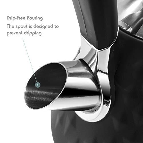 Fortune Candy KS-1011E Electric Kettle, Stainless Steel, with Diamond Pattern, Matte Black - Fortune Candy