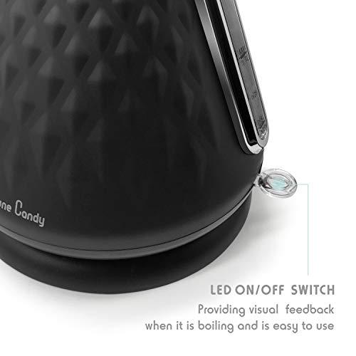 Fortune Candy KS-1011E Electric Kettle, Stainless Steel, with Diamond Pattern, Matte Black - Fortune Candy