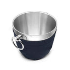 Fortune Candy Insulated Ice Bucket - Double Walled Stainless Steel Ice Bucket with Ice Tongs, Scoop, Lid, and Exclusive Handmade Nylon Holder - 2.8 L, Silver/Navy Blue 2 - Fortune Candy