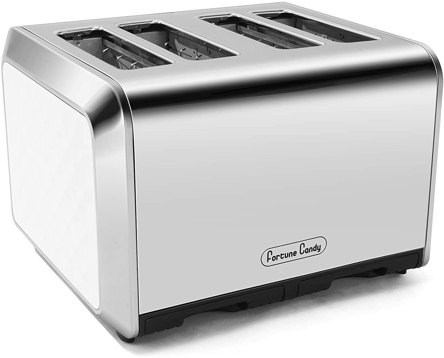 Fortune Candy KST012 4-Slice Toaster, Stainless Steel Housing, 7 Shade Settings, Extra Wide Slots for Bagels, 11 L x 10.8 W x 7.4 H inches, Diamond Pattern, White
