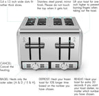 Fortune Candy KST012 4-Slice Toaster, Stainless Steel Housing, 7 Shade Settings, Extra Wide Slots for Bagels, 11 L x 10.8 W x 7.4 H inches, Diamond Pattern, White