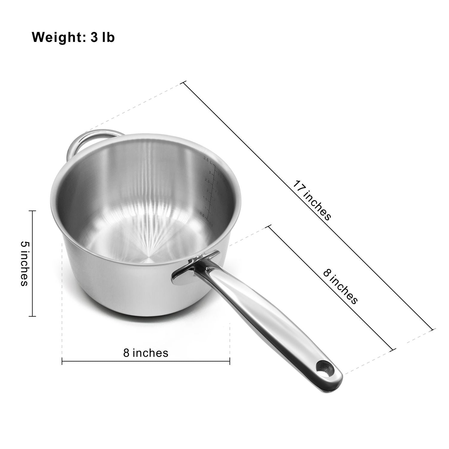 Fortune Candy 4-Quart Saucepan with Lid, Tri-Ply, 18/8 Stainless Steel, Advanced Welding Technology, Dishwasher Safe, Induction Ready, Mirror Finish